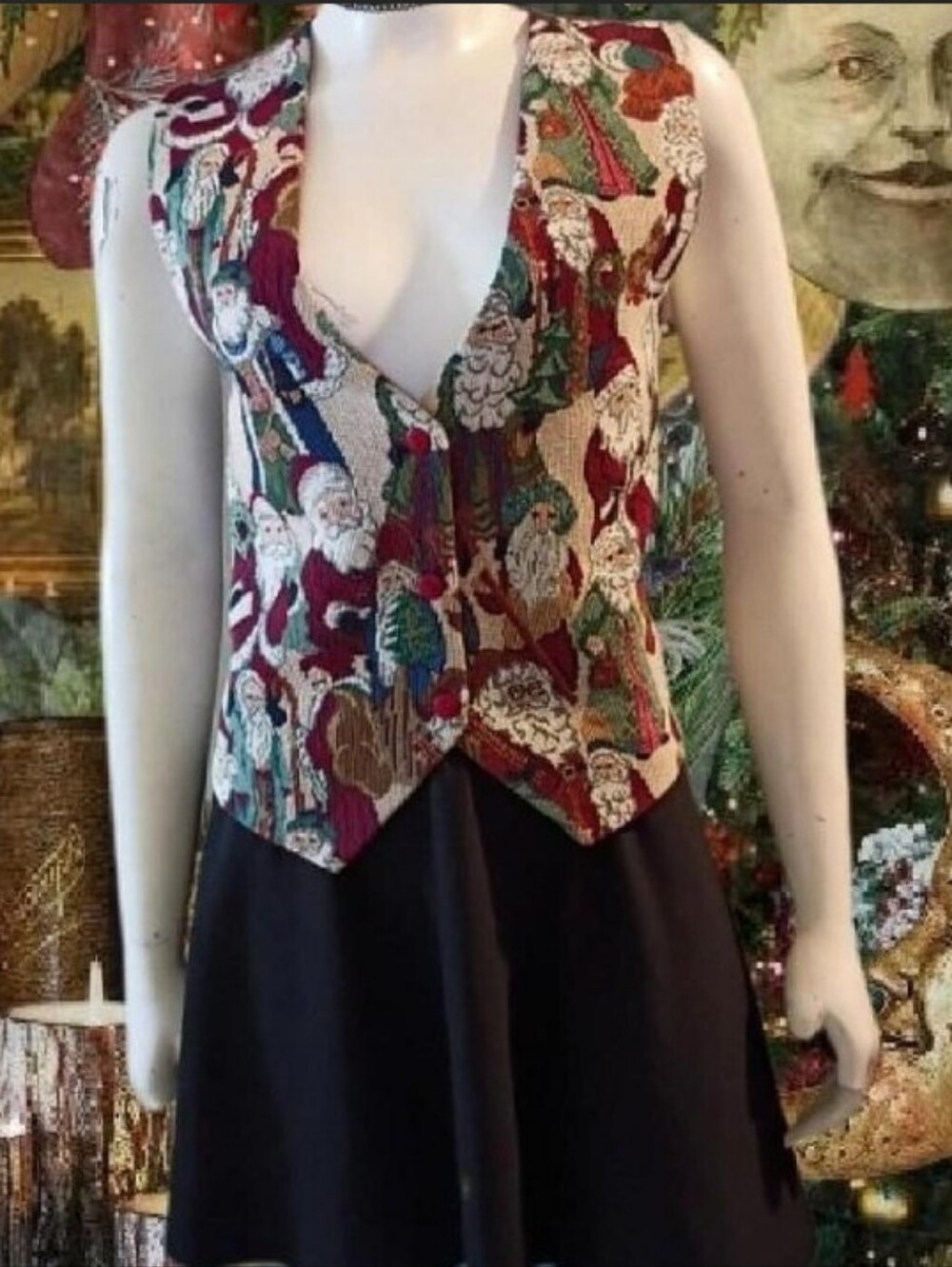 a.ox Santa Tapestry Print Vest Medium